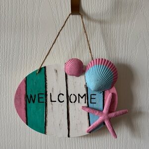 Colorful Welcome Sign with Seashells